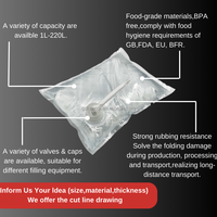 Sac BIB aseptique personnalisé de qualité alimentaire avec valve, 5L 10L 20L, distributeur de liquides pour lait, yaourt, œufs, sirop, pochette transparente autoportante