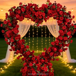 Kunstbloemen achtergrond van zijde, rode rozen, hartvormige bloemenboog, 7-8ft hoog, verstelbaar, afneembaar, handgemaakt, bruiloft - Product Image 1