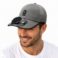 Casquette de baseball solaire avec ventilateur intégré UPF50+ Protection solaire Chapeau rafraîchissant en maille Rechargeable par USB Visière avec ventilateur détachable pour activités de plein air, pêche et cyclisme