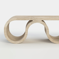 Table basse moderne en travertin Dream Home, design en forme de vague continue en U, meubles élégants pour le salon