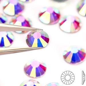 OLeeya Promotion 2028 Strass en verre à dos plat non thermocollants Crystal AB pour robes de mariée et artisanat DIY - Product Image 2