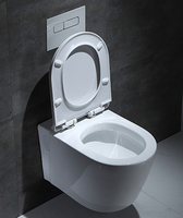 WC mural en céramique de luxe Watermark Italy, design européen moderne, sans bride, siphon en P, couleur mate, WC suspendu