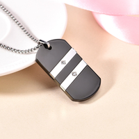 Chaîne rectangulaire noire Hip Hop vierge 316l en acier inoxydable pendentif collier bijoux pour hommes armée