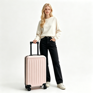 Valise à roulettes rigide rose moderne avec poignée télescopique et fermeture éclair pour les voyages - Product Image 4