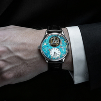 Montre Classique de Luxe 100% Tourbillon pour Hommes, Cadran en Titane Fleur de Glace, Montre en Saphir pour Hommes, Montres Mécaniques à Bracelet Relogio