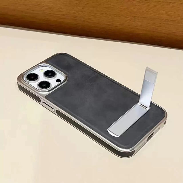 New Best-selling PU Leather Business Design Invisible Bracket Shockproof Strip Stand Mobile Phone Case for 11-17 Pro Max