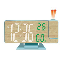 Nouvelle Horloge Réveil à Projection LED Numérique, Design Cartoon, Surface en Bambou, Thermomètre, Calendrier Perpétuel, Grande Taille, Idéale pour l'Export