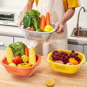 Passoire de cuisine carrée double couche de 30 cm en PET épaissi, résistante aux chocs, pour laver les fruits et légumes - Product Image 3