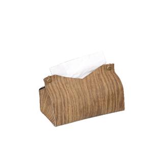 Caja de pañuelos de cuero con textura de madera, pequeña, color marrón oscuro, impermeable, duradera, para uso en el hogar, el coche o la oficina - Product Image 5