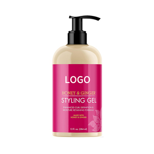 Etiqueta privada Natural Honey Ginger Styling <span class=keywords><strong>Gel</strong></span> Enhanced Curl Definition Moisture Shine <span class=keywords><strong>Gel</strong></span> para el cabello <span class=keywords><strong>de</strong></span> fijación fuerte para mujeres - Product Image 1