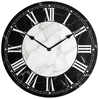 Schwarz-Weiße Marmor-Wanduhr mit Römischen Ziffern, Hochkontrast-Zifferblatt, Geräuschloser Quarz-Mechanismus für Wohnzimmer, Schlafzimmer, Hotel-Lobby, Heim-Dekoration