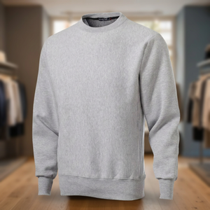 <b>Men's</b> <b>Grey</b> Crew Neck Pullover <b>Sweatshirt</b> Regular Fit Polyester/Cotton Fleece Digital Printing Casual Solid Winter Wear - Product Image 1