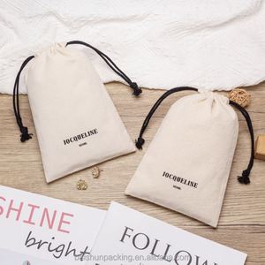 High Quality Recyclable 100% Cotton Canvas Pouch With Custom Logo for Dust <b>Bag</b> Clothing Packaging With Double <b>String</b> - Product Image 5