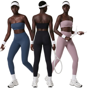 Ensemble de sport pour femme : Soutien-gorge tube sexy, Leggings de yoga taille haute respirants, Collants de sport push-up pour la gym, le fitness et le Pilates - Product Image 1