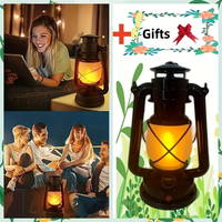 2025 Hot Super Bright Power LED Rétro Lanterne Portable Suspension Lampe Usb Rechargeable Métaux Corps Tente Éclairage LED Camping Lumière