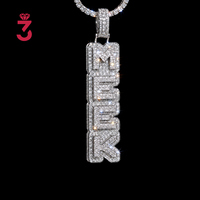 Pendentif Hip Hop de Luxe Personnalisé avec Nom, Moissanite VVS, Testeur de Diamant, Argent 925 Plaqué Or 18K, Pendentif Iced Out