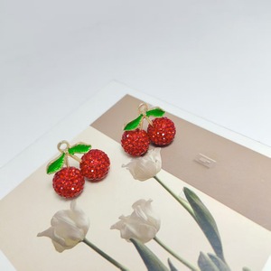Pendentif porte-clés cerise en alliage 3D avec strass, accessoire de bijouterie DIY, cristaux synthétiques, petites et grandes cerises - Product Image 4