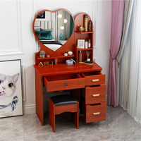 Coiffeuse en MDF de haute qualité pour chambre à coucher avec miroir de maquillage en forme de cœur – Vente en gros