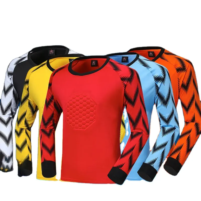 2022 Design personalizzato imbottito calcio calcio Portiere uniforme Portiere Maillot maniche lunghe abbigliamento Jersey Kit