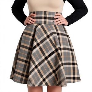 Falda mini plisada a cuadros para mujer con logo OEM personalizado, cintura alta, cordones frontales, estilo preppy. - Product Image 5