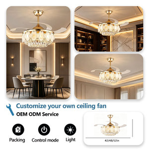 Elegante Ventilatore da Soffitto in Cristallo Stile Francese Romantico <span class=keywords><strong>per</strong></span> Camera da Letto e Sala da Pranzo, Lampadario Moderno Silenzioso Regolabile a 3 Colori - Product Image 6