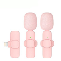 Microphone Lavalier sans Fil Rose pour Android, PC, Jeux en Direct, Téléphone, Enregistrement Audio et Vidéo Portable, Microphone Vlog