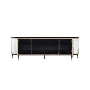 Unità di intrattenimento <span class=keywords><strong>in</strong></span> legno di lusso a 4 porte su misura mediorientale villa <span class=keywords><strong>TV</strong></span> supporto vetro specchio accenti Vintage retrò <span class=keywords><strong>TV</strong></span> - Product Image 5