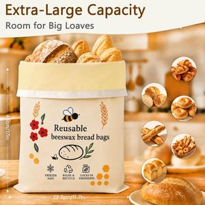 Sacs à pain réutilisables en cire d'abeille pour la cuisson du pain au levain XL – Écologiques, compatibles congélateur, pour garder le pain fait maison frais – Sac de conservation alimentaire - Product Image 6