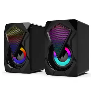 X2 Speaker Mini 2.0, Aksesori PC Pencahayaan Gamer AUX 20 USB LED Speaker RGB Warna-warni untuk Komputer