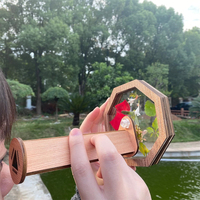 Mainan Edukasi Klasik Buatan Tangan untuk Luar Ruangan, Kaleidoskop Kayu Ajaib Berputar, Kit DIY untuk Pecinta Alam Anak-Anak
