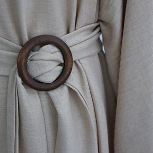 Robes modestes B2B, vêtements islamiques, robes pour femmes, nouvelle abaya d'été pour femmes, robe musulmane avec ceinture amovible et boucle en <span class=keywords><strong>bois</strong></span> - Product Image 5