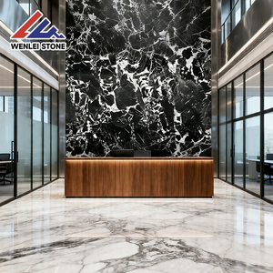 Lastra Grande in Marmo Nero Wenlei Napoleon Bvlgari Lucidata, Pietra di Lusso Ecologica per Decorazione d'Interni di Hotel e Ville - Product Image 6
