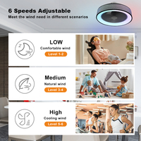 Lampe de ventilateur de plafond LED RVB intelligente de 19 pouces de concepteur moderne Télécommande intelligente APP