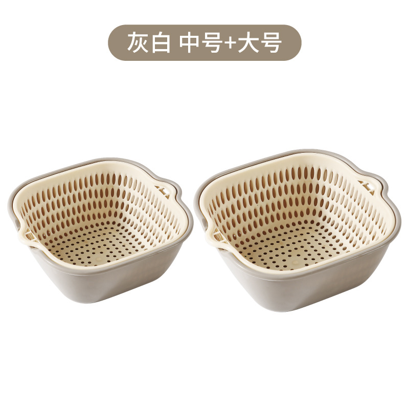 Rounded corners, medium and large sizes, gray and white [4-piece set]
