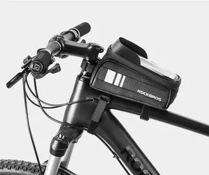 ROCKBROS Bicycle Waterproof Phone Bag Frame Bike Handlebar Bag With 6 Inch Screen For Bicycle