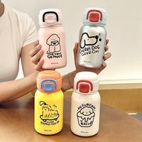 Botol Termos Anak Motif Kartun Hewan, Mug Termos Anak dengan Sedotan, Cangkir Anak, Botol Termos Vakum Stainless Steel 316