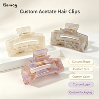 Pince à cheveux rectangulaire en acétate de 8,5 cm, faite à la main, personnalisable, de haute qualité, pour femme, style requin, tendance et élégante
