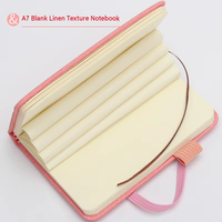 Bloc-notes de poche A7 à pages vierges, texture lin, carnet de notes compact portable, vente en gros