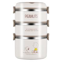 Snoopy Edelstahl Vierschichtige 2,1-3L Runde Niedliche Cartoon-Mikrowellen-Heizbare Tragbare Bento-Box für Büroangestellte