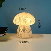 Lampe de table LED moderne au design champignon blanc, lumière blanc chaud 2700K, verre central, alimentation par batterie, pour chambre à coucher, chevet, IRC 80