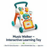 Marche-bébé multifonctionnel 3 en 1 pour tout-petits avec musique et lumière, poussette à pousser pour passer de la position assise à la position debout, pour les enfants de 6 mois et plus