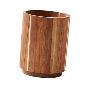 Support d'ustensiles de cuisine en bois artisanal avec ensemble de cuillères, spatules, fouets et cuillères ajourées en bois, style rustique pour comptoir - Product Image 3