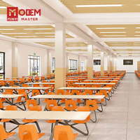 Ensemble table et chaises de restaurant MINYI BOW en MDF robuste pour 4 personnes, mobilier de cantine scolaire, table de restaurant