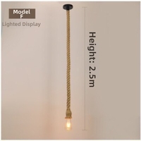 Lustre suspendu vintage en corde de chanvre réglable en hauteur, style industriel rustique en fer, avec nœuds, pour bar, café, restaurant, hôtel
