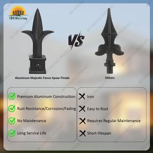 Majestic 3/4 ''Valla de aluminio Lanza Finials Texturizado Negro Europeo Lujo Clásico Villa Driveways Trellis Powder Yard Fences - Product Image 4