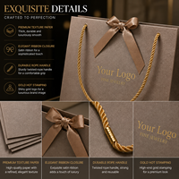 Sac en papier de luxe pour petits bijoux, avec logo personnalisé, pour boutique, emballage cadeau, avec poignée en ruban, mini sac en papier pour la vente au détail