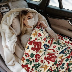 Couverture de lit d'hiver en tissu polyester imprimé personnalisé OEM avec motif de chaussette de Noël - Product Image 1