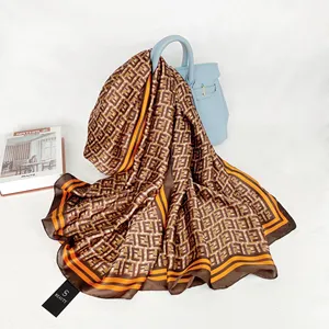 Scarf For Women Wholesale 2024 Woman Silk Scarf Custom Design Printed Headscarf Satin Shawls Foulard Hijab Scarves For Women
