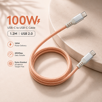 Câble USB C vers USB C 100W PD à charge rapide, 1,2 m, 5A, en nylon tressé, type C USB 2.0, câble de données, OEM ODM, petites commandes acceptées