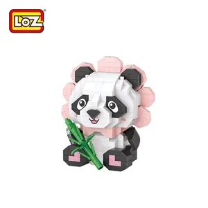 LOZ Panda building blocks flower huahua micro particle building block models decorations children's puzzle toys kindergartengift